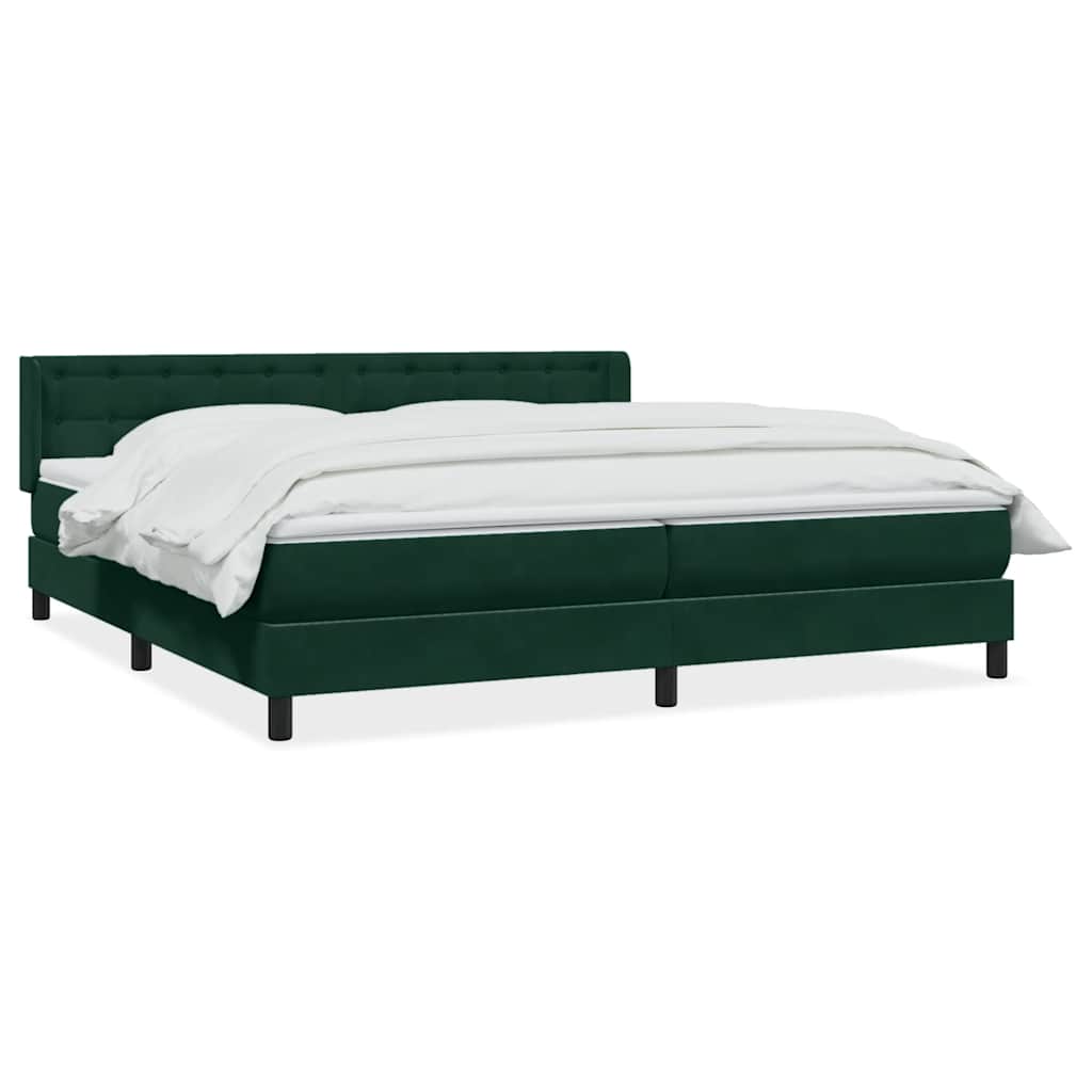 Box Spring krevet s madracem tamno zeleni 180x220 cm baršun