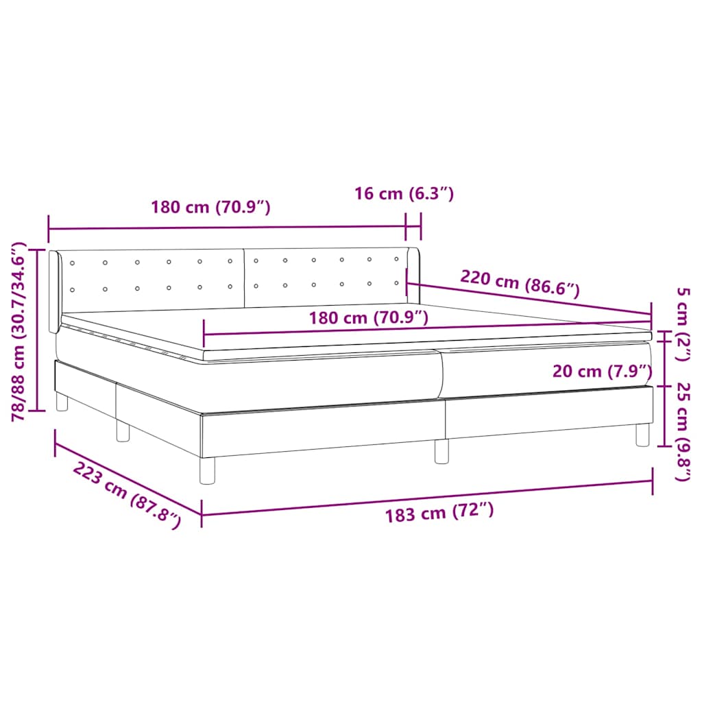 Box Spring krevet s madracem tamno zeleni 180x220 cm baršun