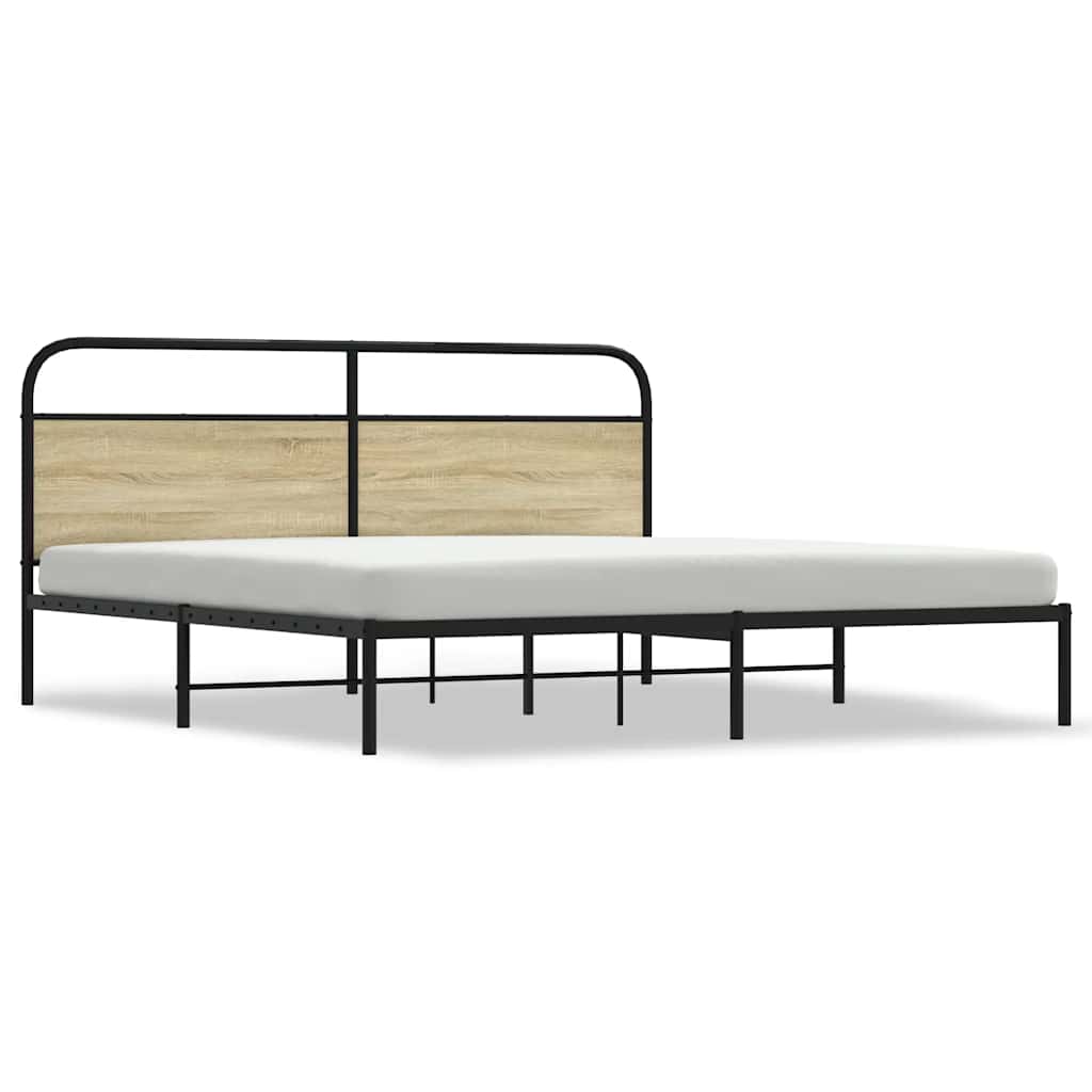 Metalni okvir kreveta bez madraca boja hrasta sonome 193x203 cm