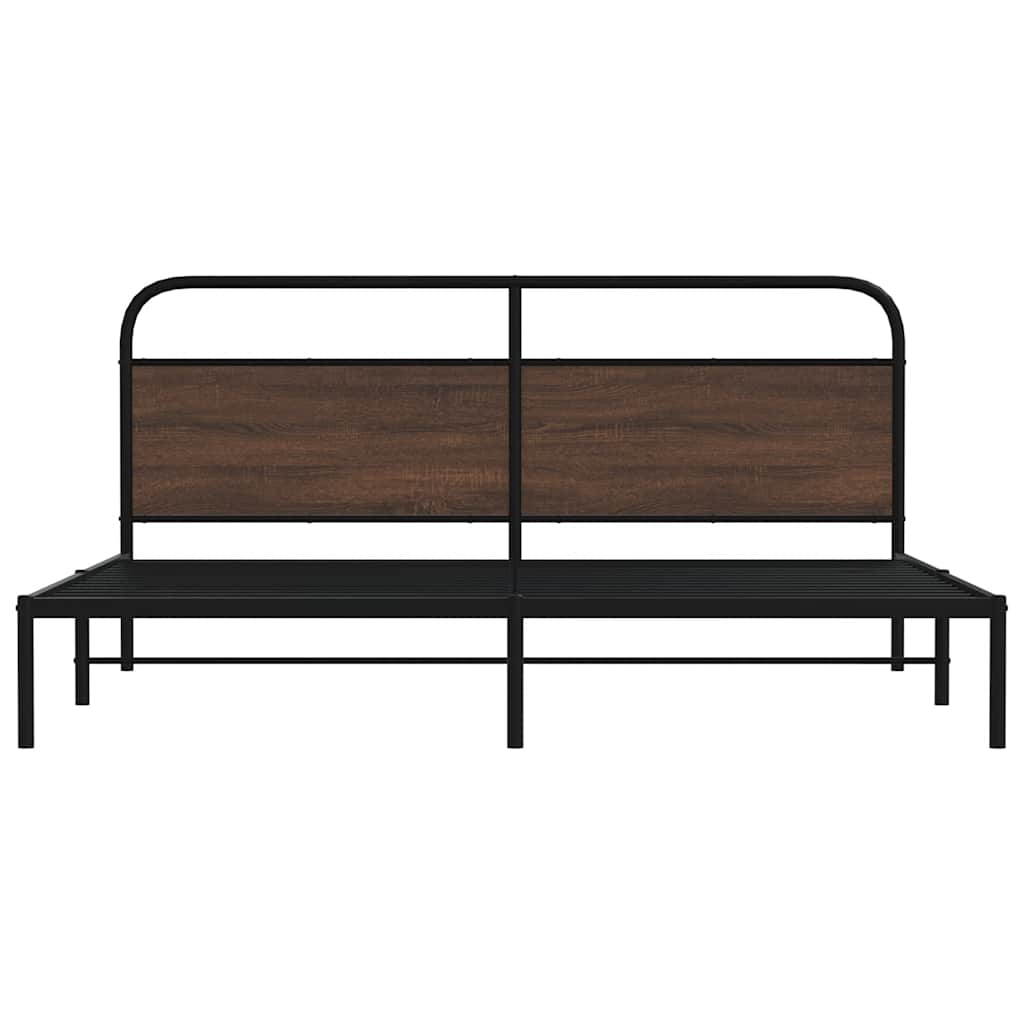 Metalni okvir kreveta bez madraca smeđa boja hrasta 193x203 cm