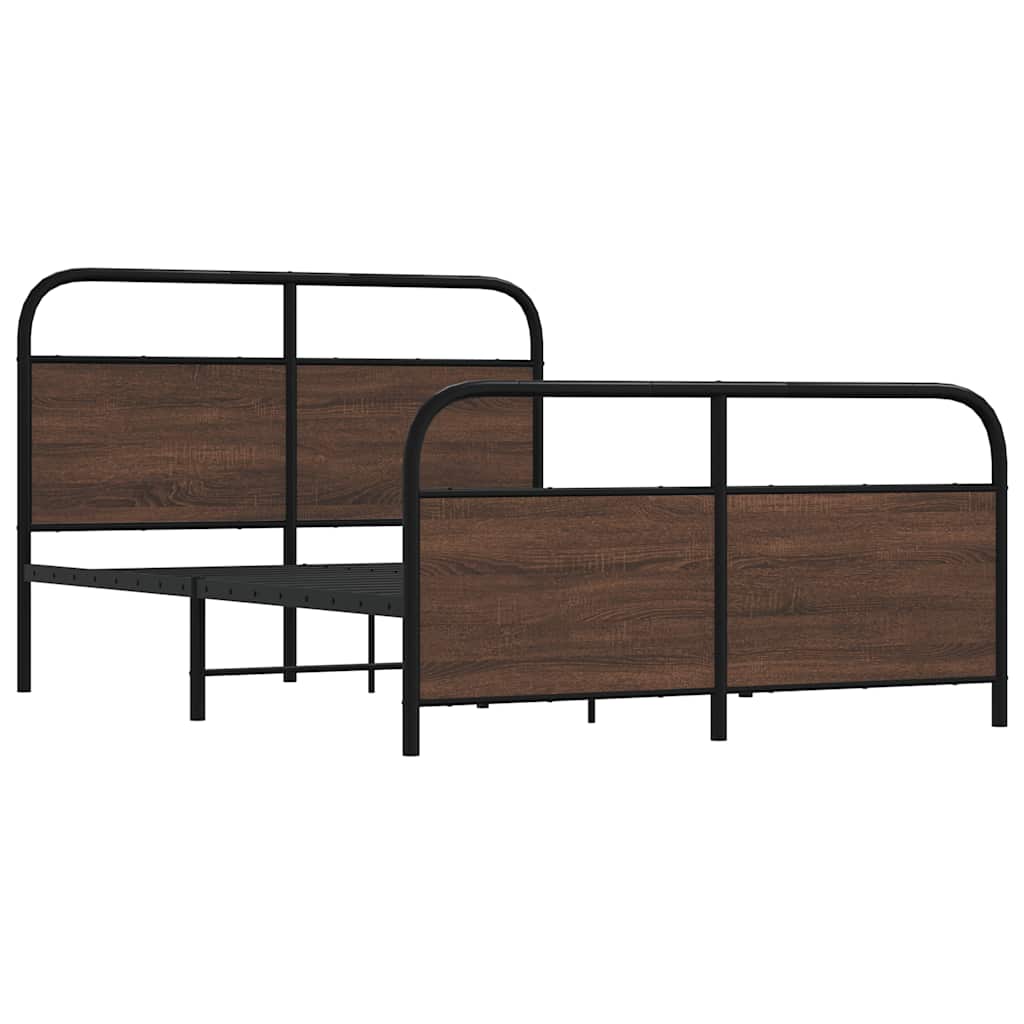 Metalni okvir kreveta bez madraca smeđa boja hrasta 140x190 cm
