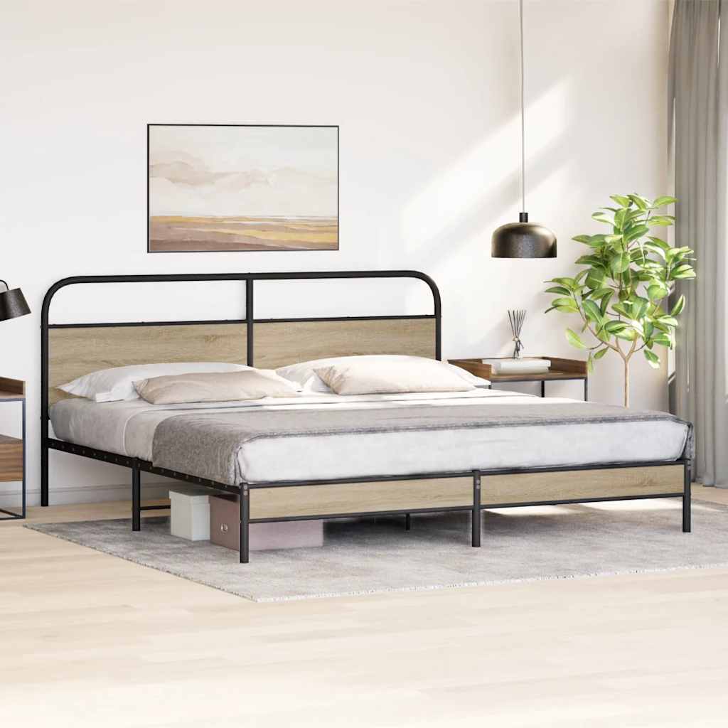 Metalni okvir kreveta bez madraca boja hrasta 183x213 cm