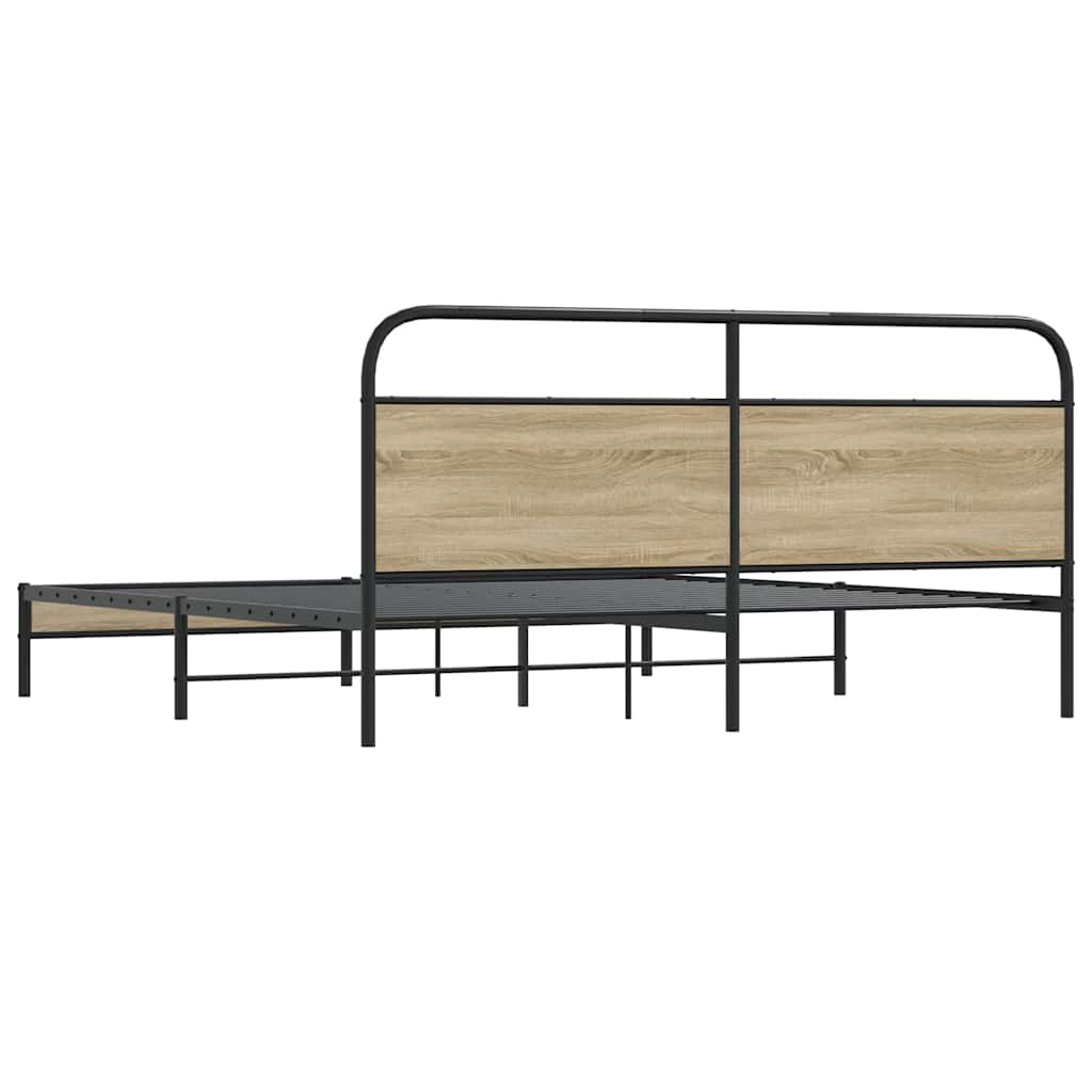 Metalni okvir kreveta bez madraca boja hrasta 183x213 cm
