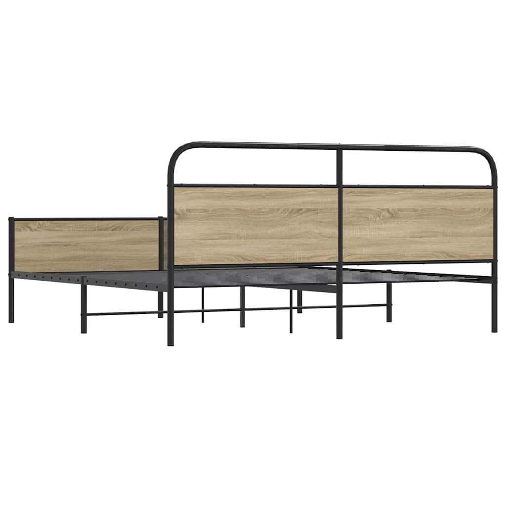 Metalni okvir kreveta bez madraca boja hrasta 193x203 cm