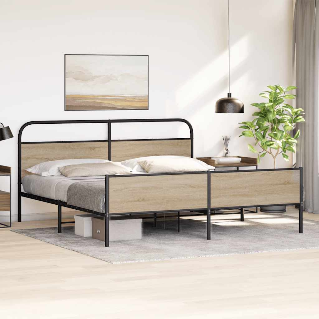Metalni okvir kreveta bez madraca boja hrasta 150 x 200 cm