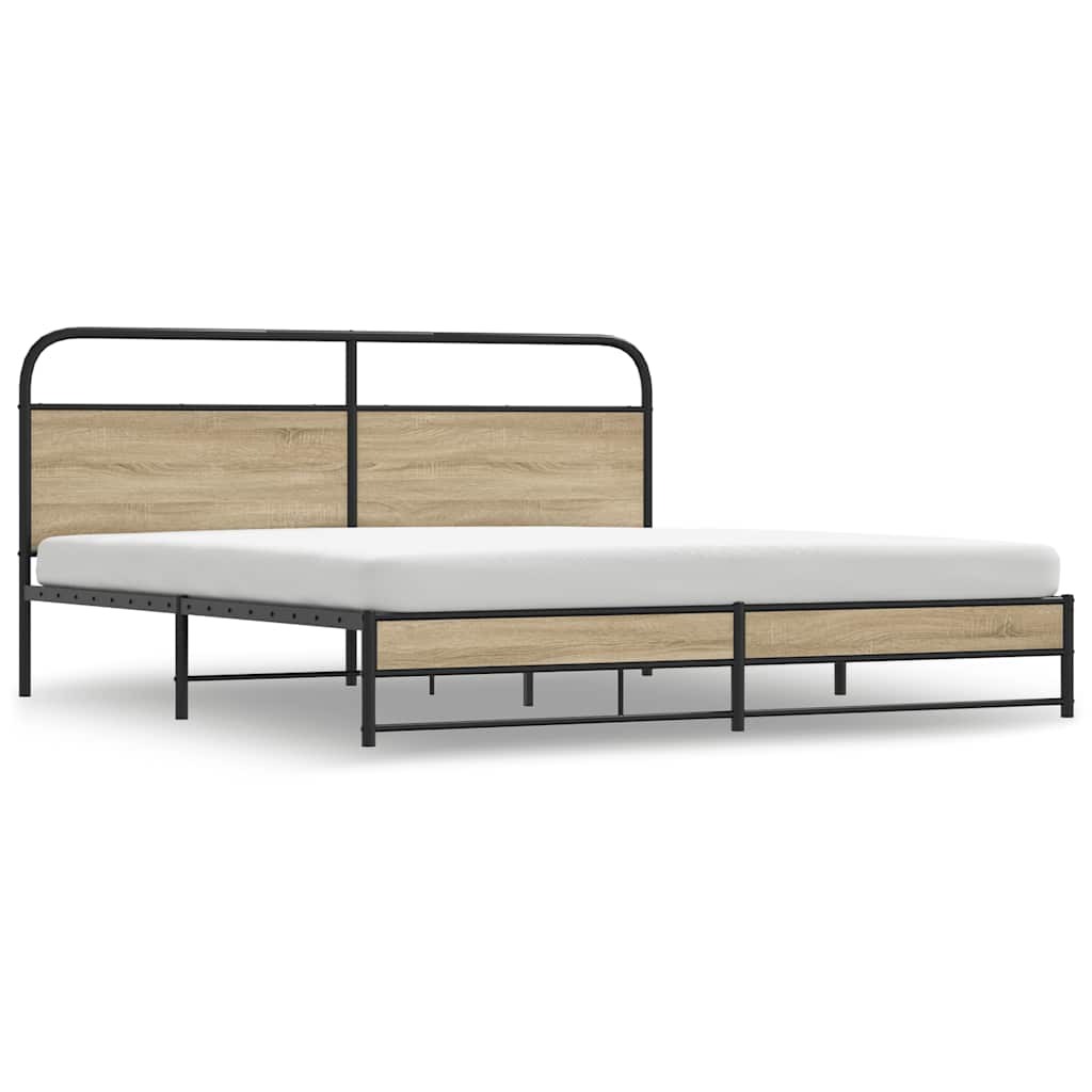 Metalni okvir kreveta bez madraca boja hrasta 183x213 cm
