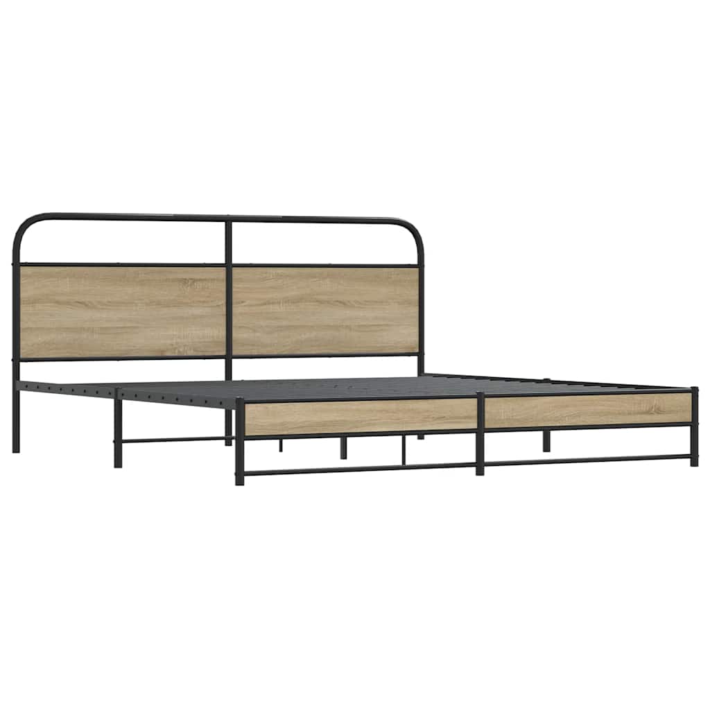 Metalni okvir kreveta bez madraca boja hrasta 183x213 cm