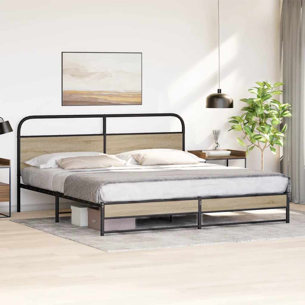 Metalni okvir kreveta bez madraca boja hrasta 183x213 cm
