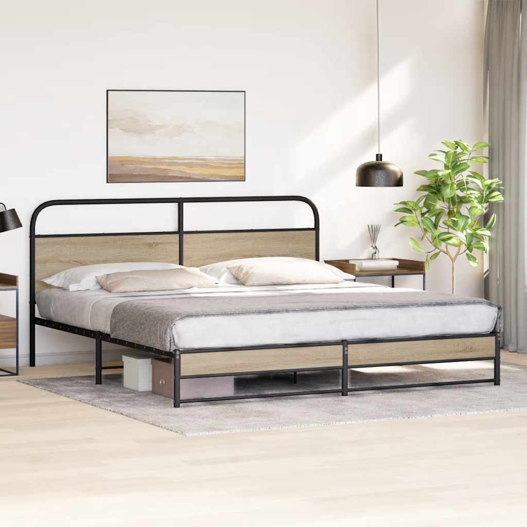 Metalni okvir kreveta bez madraca boja hrasta 200x200 cm