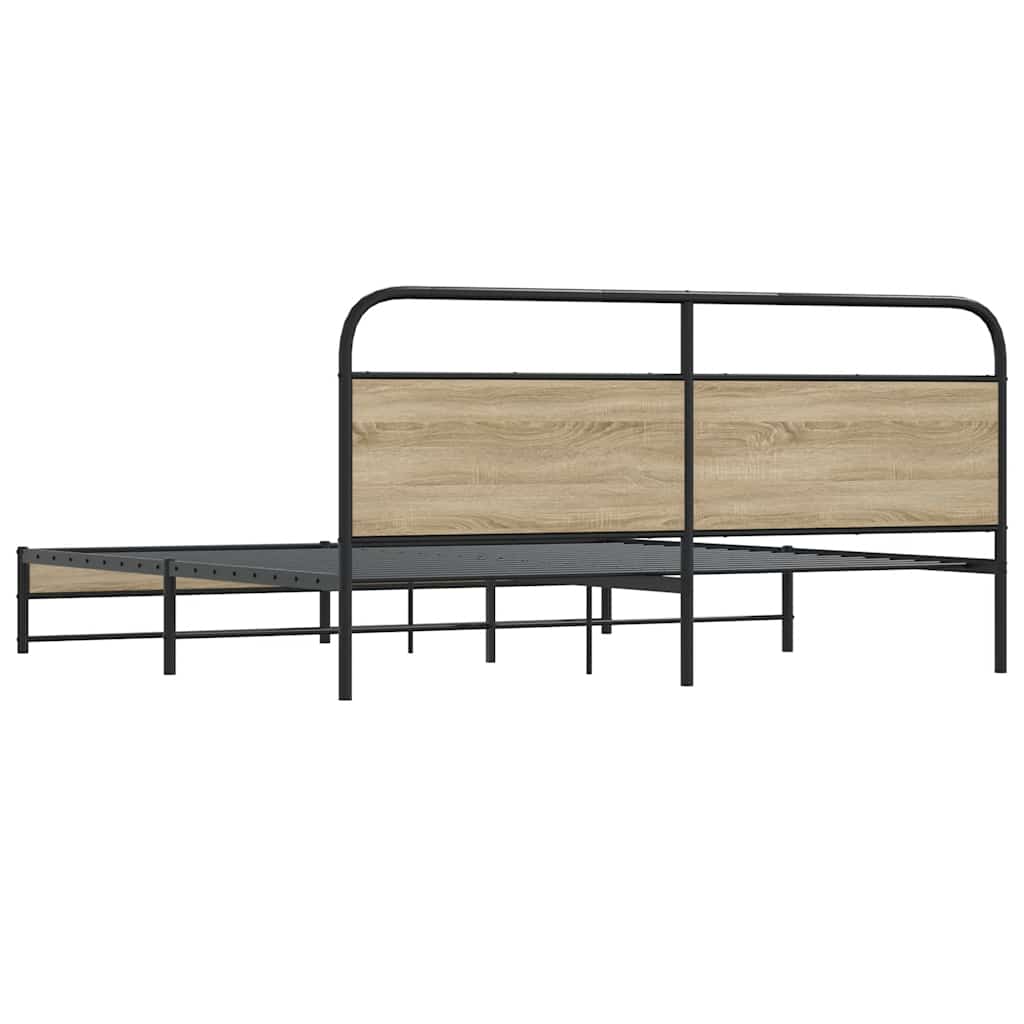 Metalni okvir kreveta bez madraca boja hrasta 200x200 cm