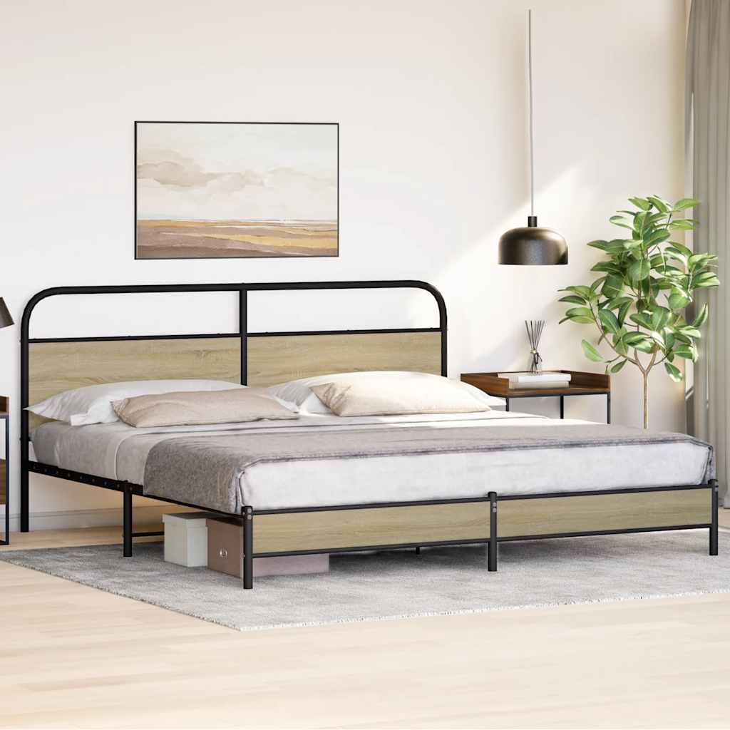 Metalni okvir kreveta bez madraca boja hrasta sonome 183x213 cm