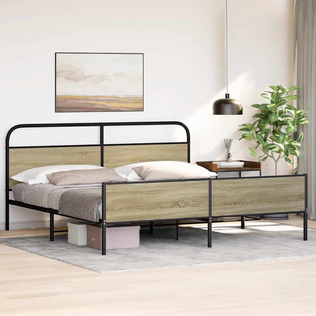Metalni okvir kreveta bez madraca boja hrasta sonome 183x213 cm