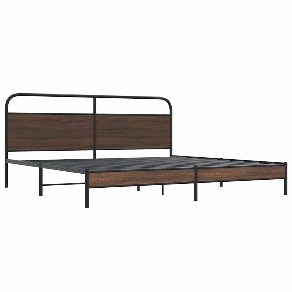 Metalni okvir kreveta bez madraca smeđa boja hrasta 183x213 cm