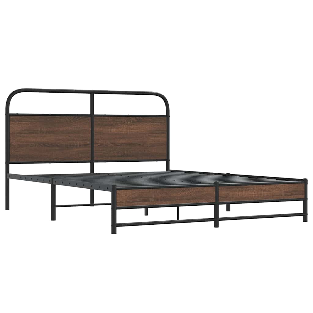 Metalni okvir kreveta bez madraca smeđa boja hrasta 160x200 cm