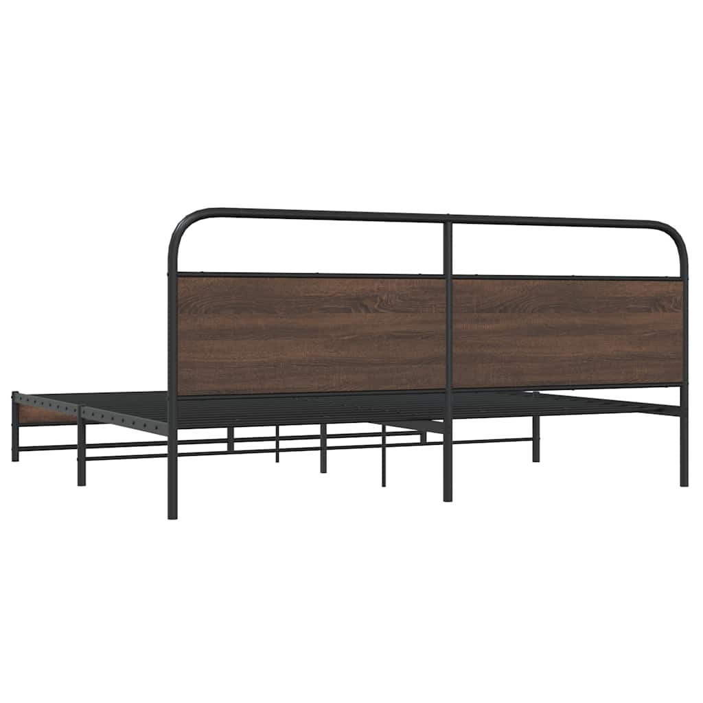 Metalni okvir kreveta bez madraca smeđa boja hrasta 183x213 cm