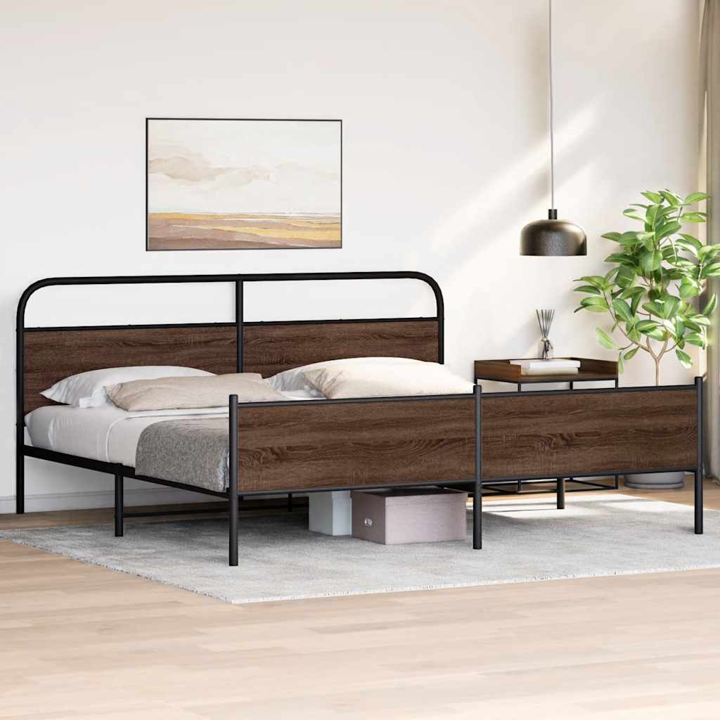 Metalni okvir kreveta bez madraca smeđa boja hrasta 180x200 cm