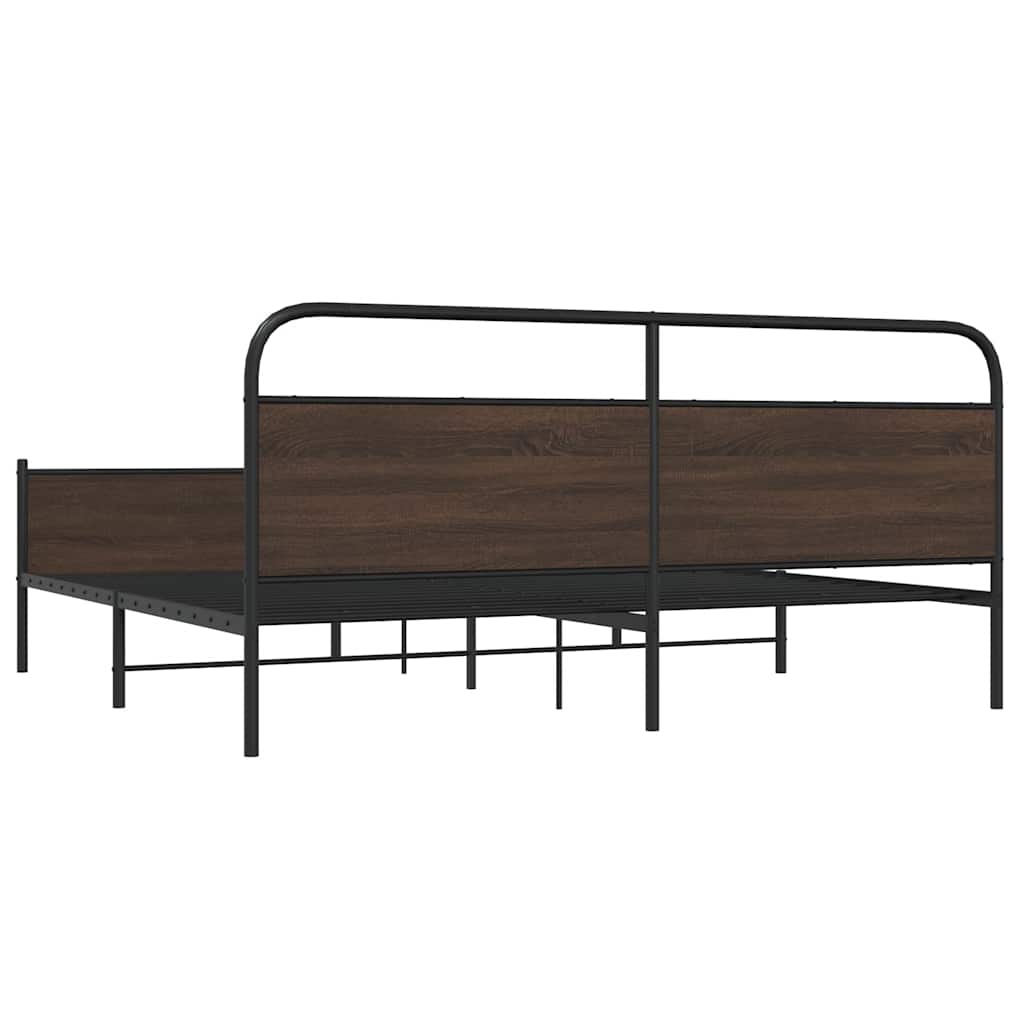 Metalni okvir kreveta bez madraca smeđa boja hrasta 180x200 cm
