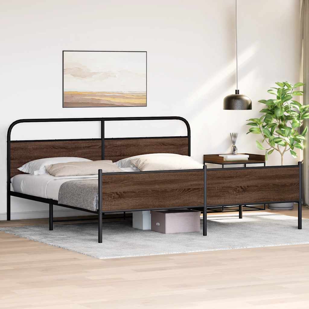 Metalni okvir kreveta bez madraca smeđa boja hrasta 193x203 cm