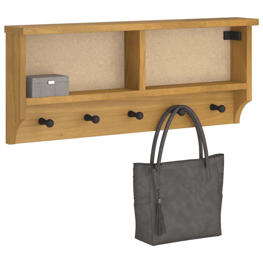 Zidna vješalica za kapute SANDNES 87x12x35 cm puno drvo bor