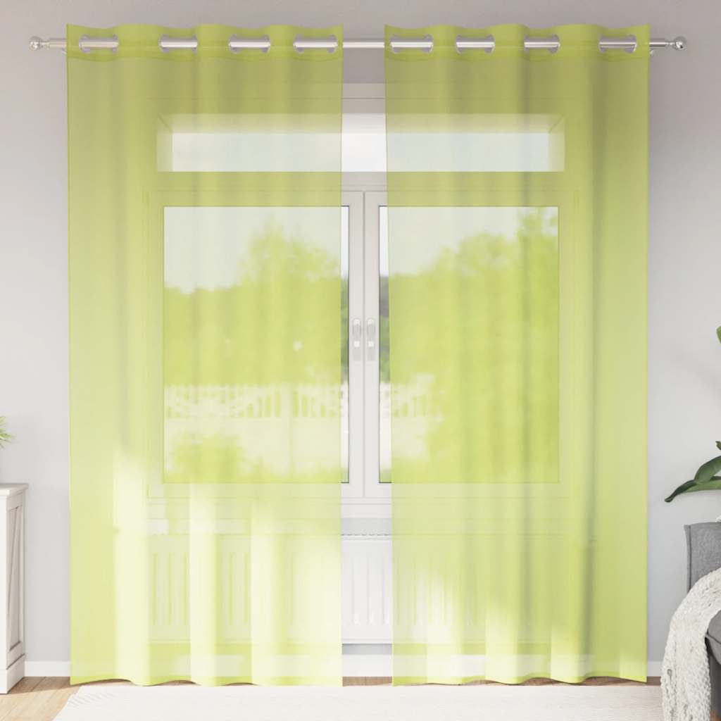 Voile zavjese s ušicama 2 kom jabučno zelena 140x225 cm