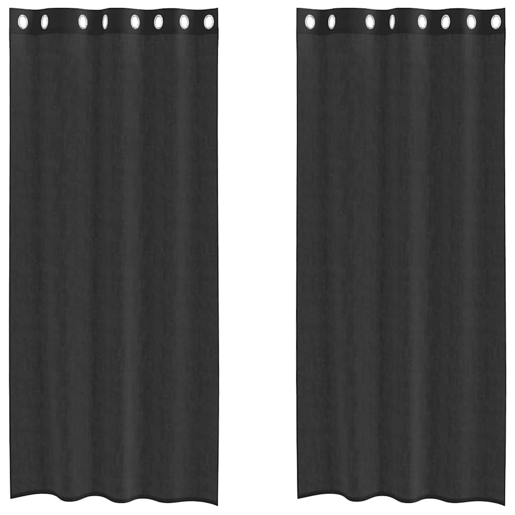 Voile zavjese s ušicama 2 kom crne 140x225 cm
