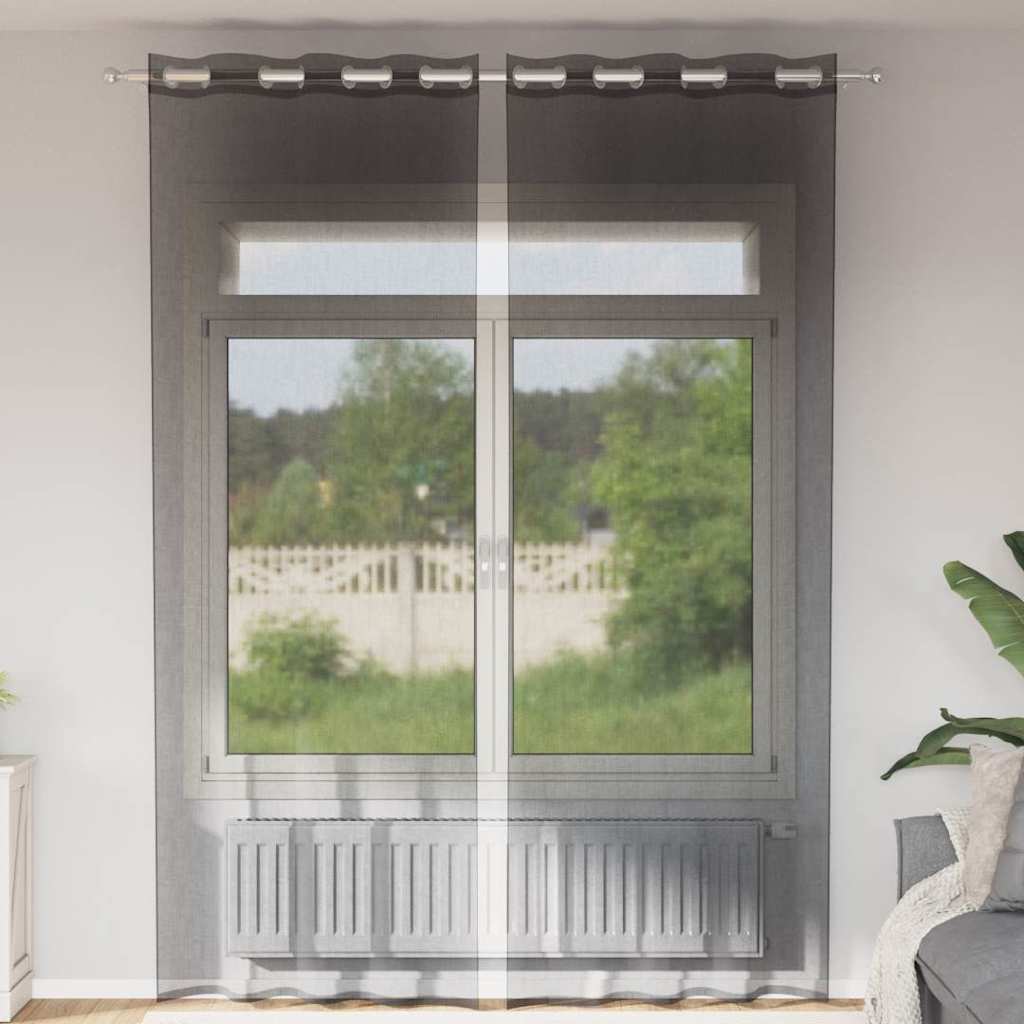 Voile zavjese s ušicama 2 kom crne 140x260 cm