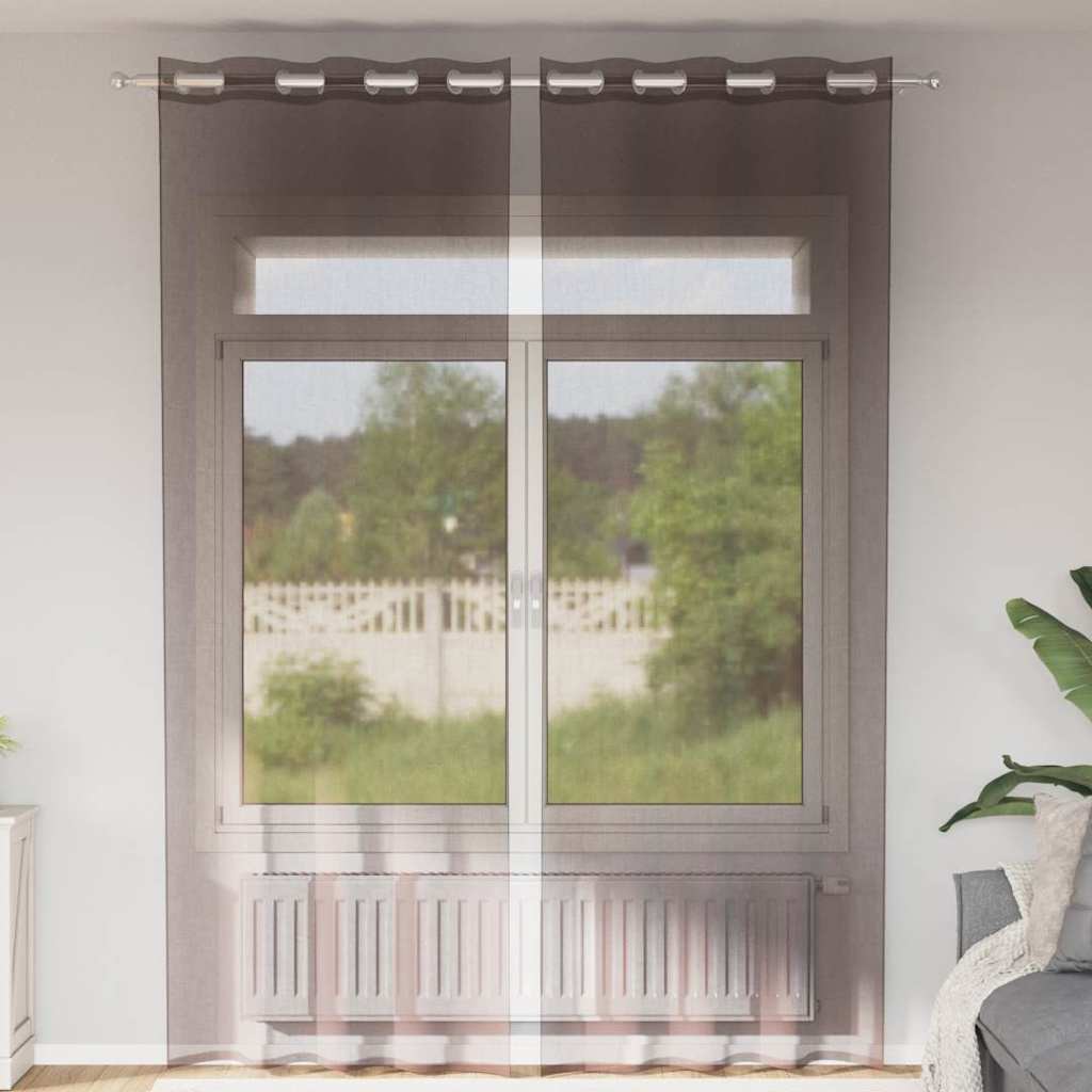 Voile zavjese s ušicama 2 kom smeđe 140x260 cm