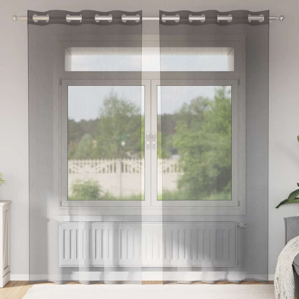 Voile zavjese s ušicama 2 kom tamnosive 140x225 cm