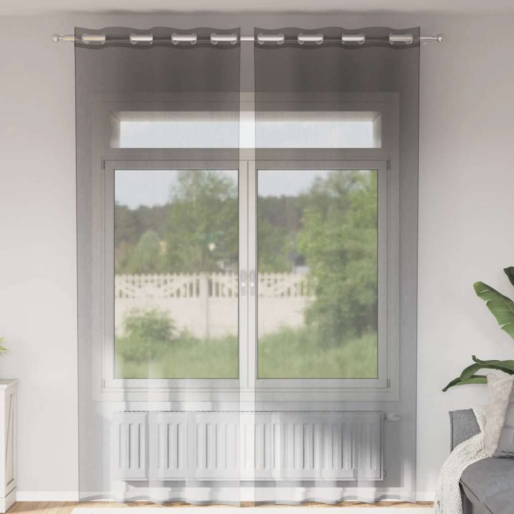 Voile zavjese s ušicama 2 kom tamnosive 140x260 cm