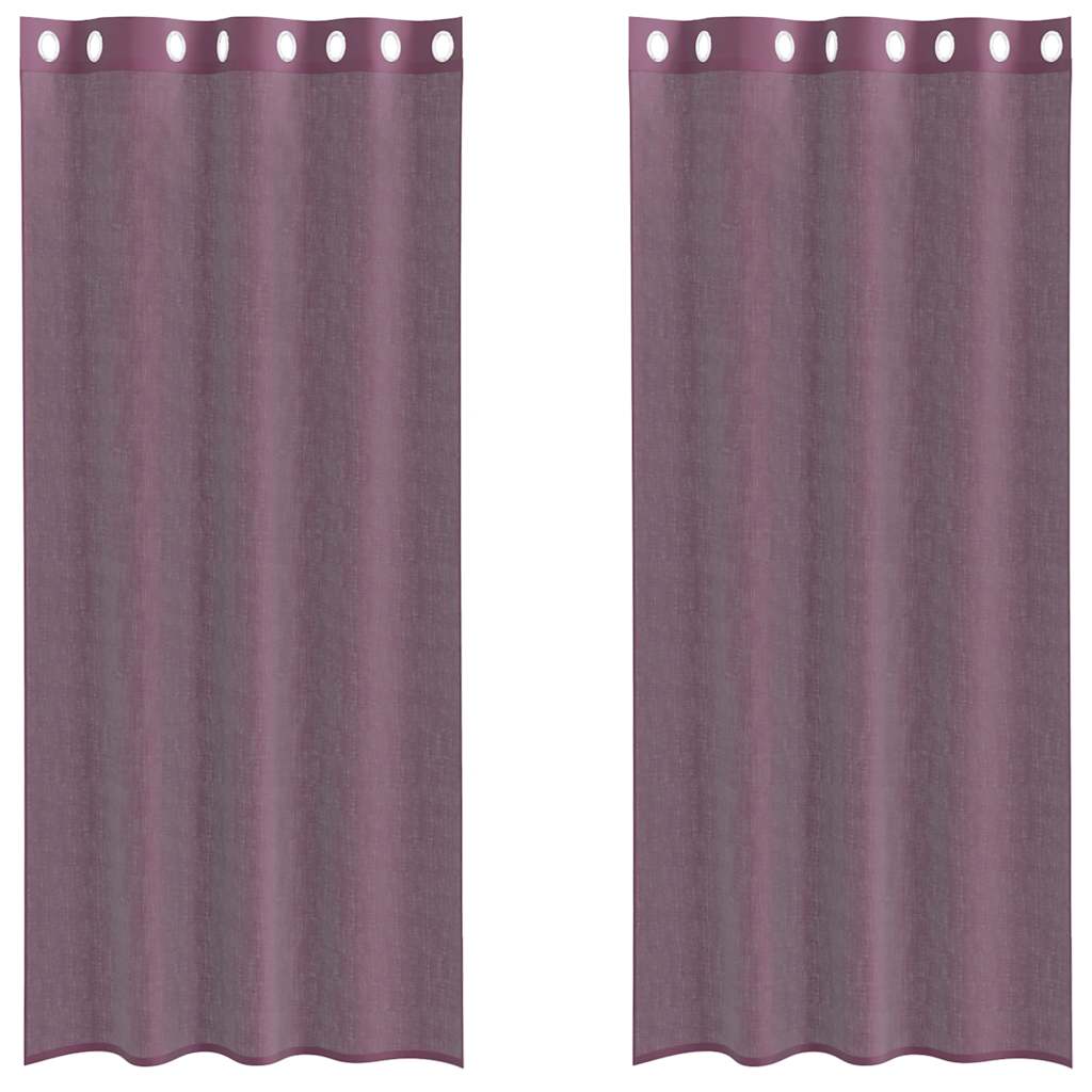 Voile zavjese s ušicama 2 kom ljubičaste 140x225 cm