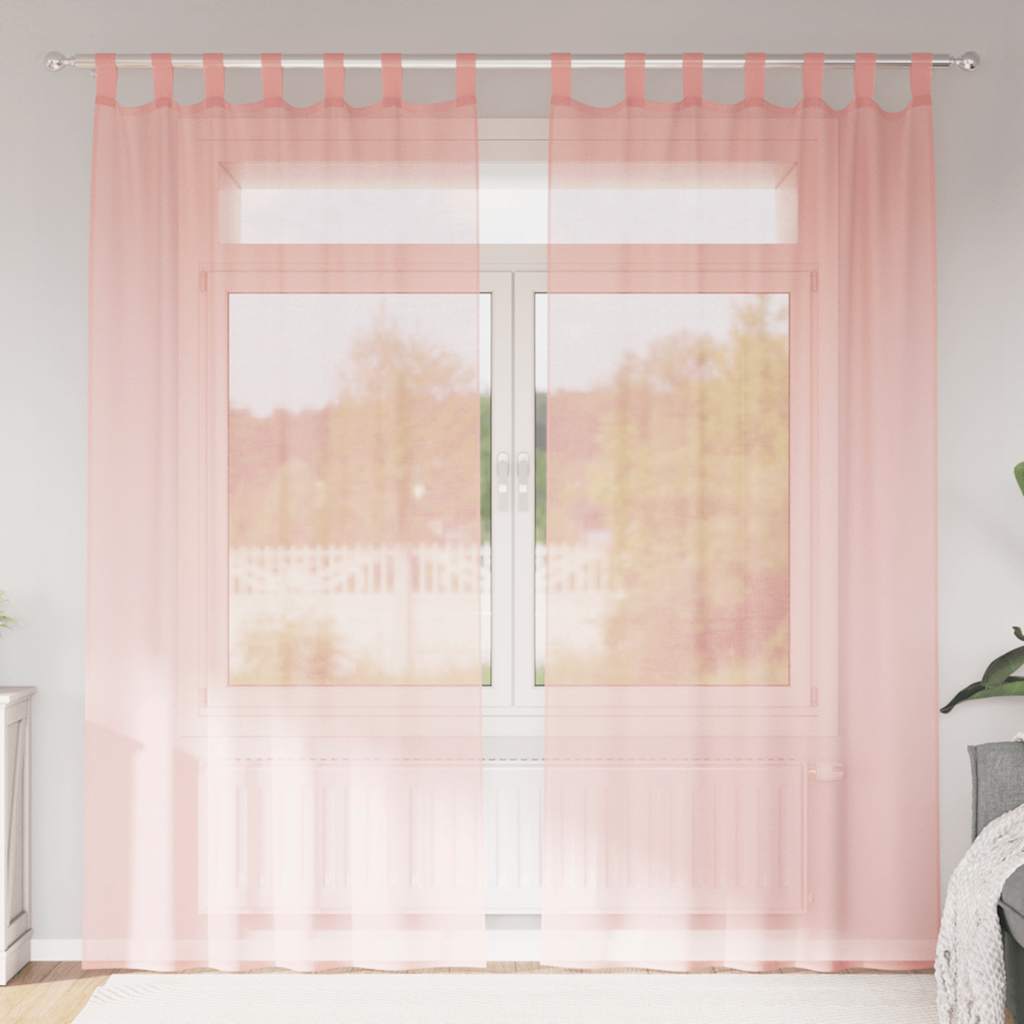 Voile zavjese s džepovima za šipke 2 kom ružičaste Ružičasti 140 x 225 cm