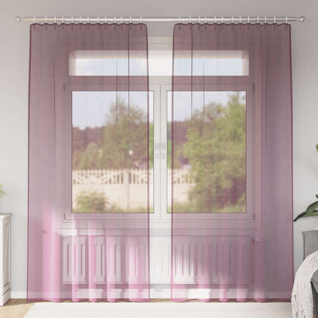 Voile zavjese s džepovima za šipke 2 kom. ljubičaste Ljubičasta 140 x 245 cm