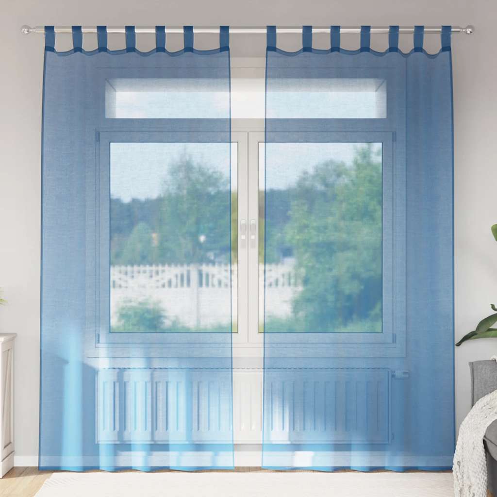 Voile zavjese s petljama 2 kom kraljevsko plave 140x245 cm