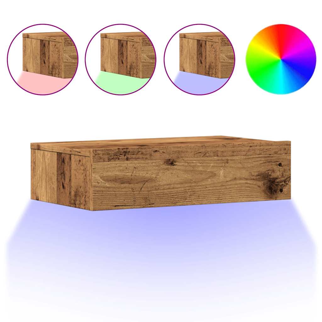 TV ormarić s LED svjetlima staro drvo 60x35x15,5 cm