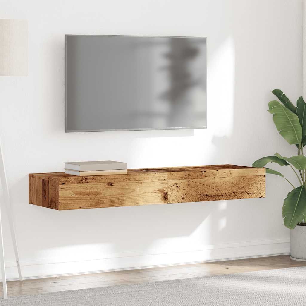 2-dijelni TV ormarić s LED svjetlima staro drvo 60x35x15,5 cm