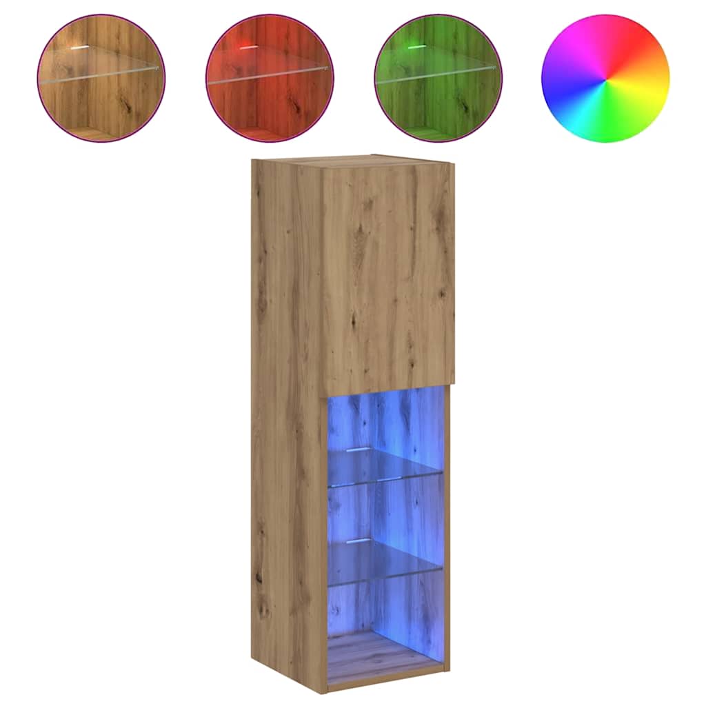 TV ormarići s LED svjetlima 2 kom boja hrasta 30,5x30x102 cm