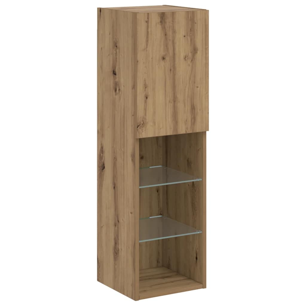 TV ormarići s LED svjetlima 2 kom boja hrasta 30,5x30x102 cm