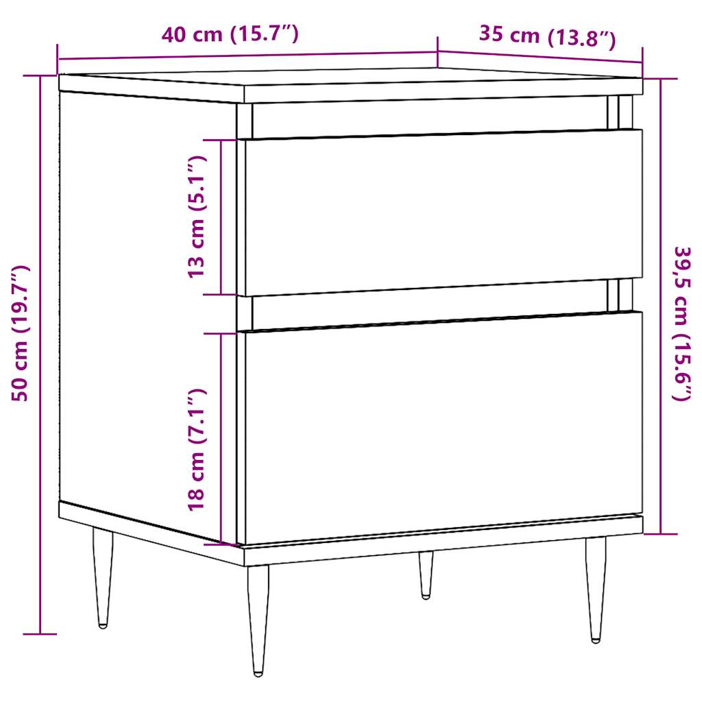 Noćni ormarići 2 kom Staro drvo 40x35x50 cm Konstruirano drvo