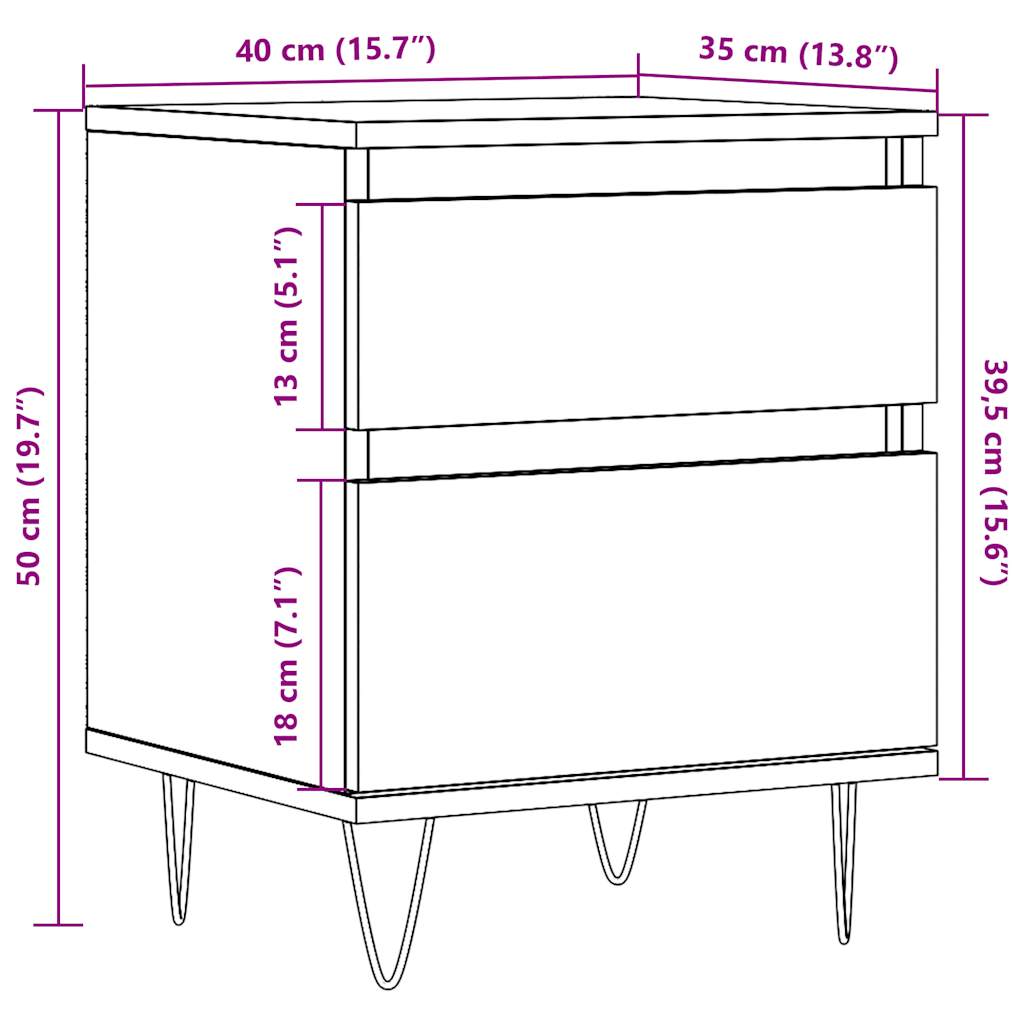 Noćni ormarići 2 kom Staro drvo 40x35x50 cm Konstruirano drvo