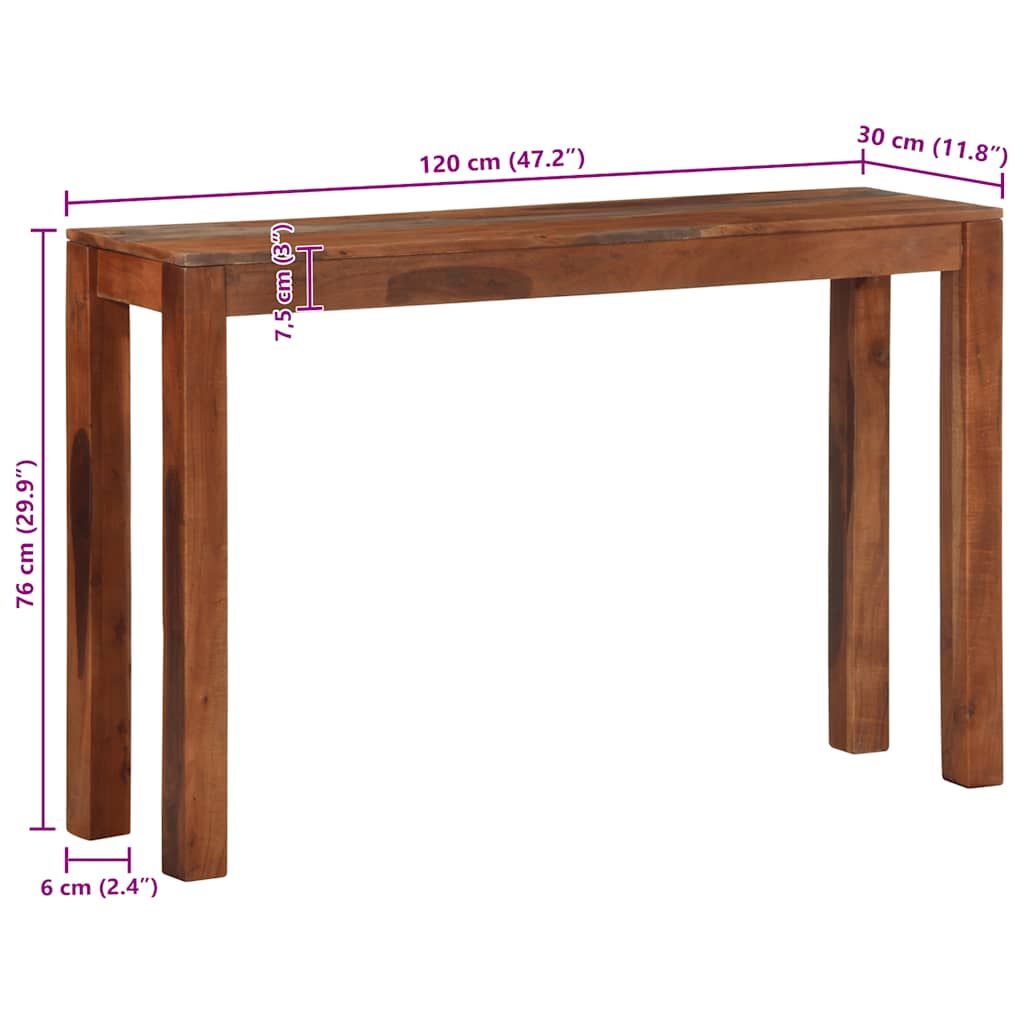 Konzolni stol 120x30x76 cm puno drvo bagrem