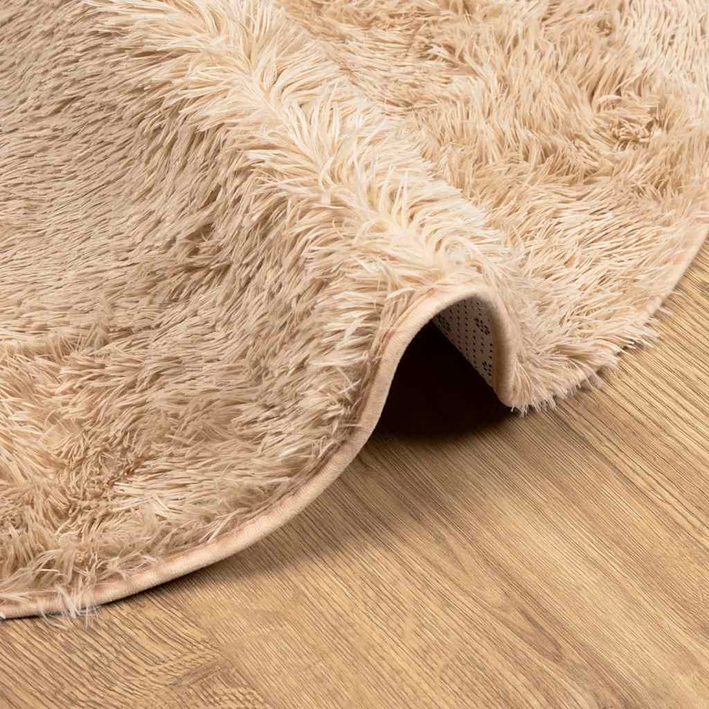 Čupavi tepih s visokim vlaknima NAVARRA bež 100x100cm poliester