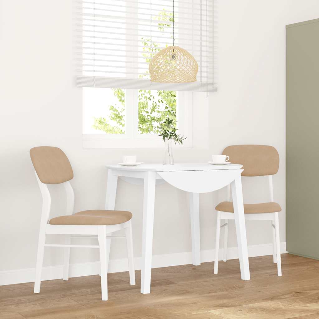 Blagovaonske stolice s jastucima 2 kom. Bijele, puno drvo, guma