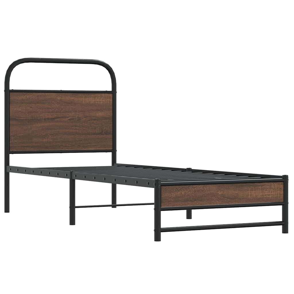 Okvir kreveta bez madraca smeđa boja hrasta 75x190 cm drveni