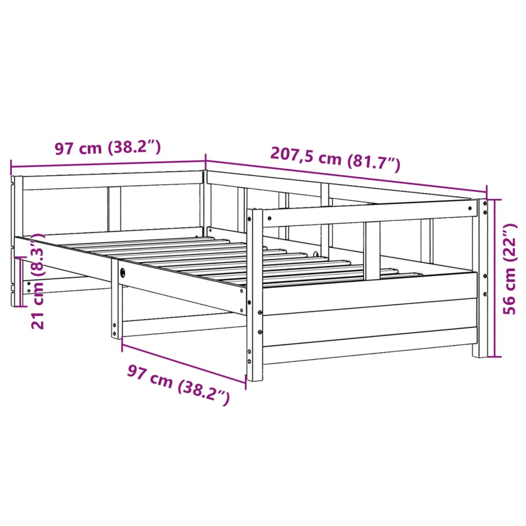 Dnevni krevet s madracem bijeli 90 x 200 cm masivna borovina