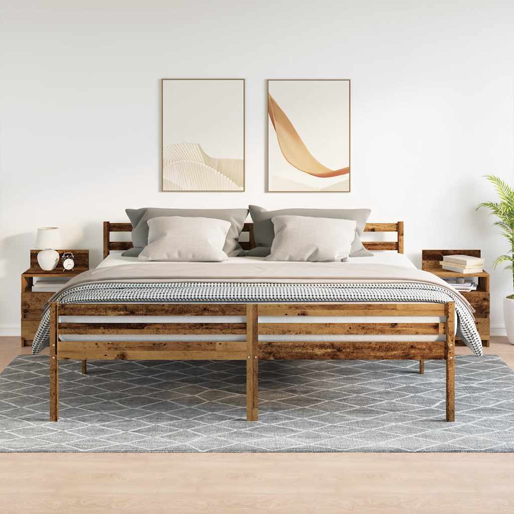 Noćni ormarići 2 kom s 2 ladice staro drvo 40x33x60 cm