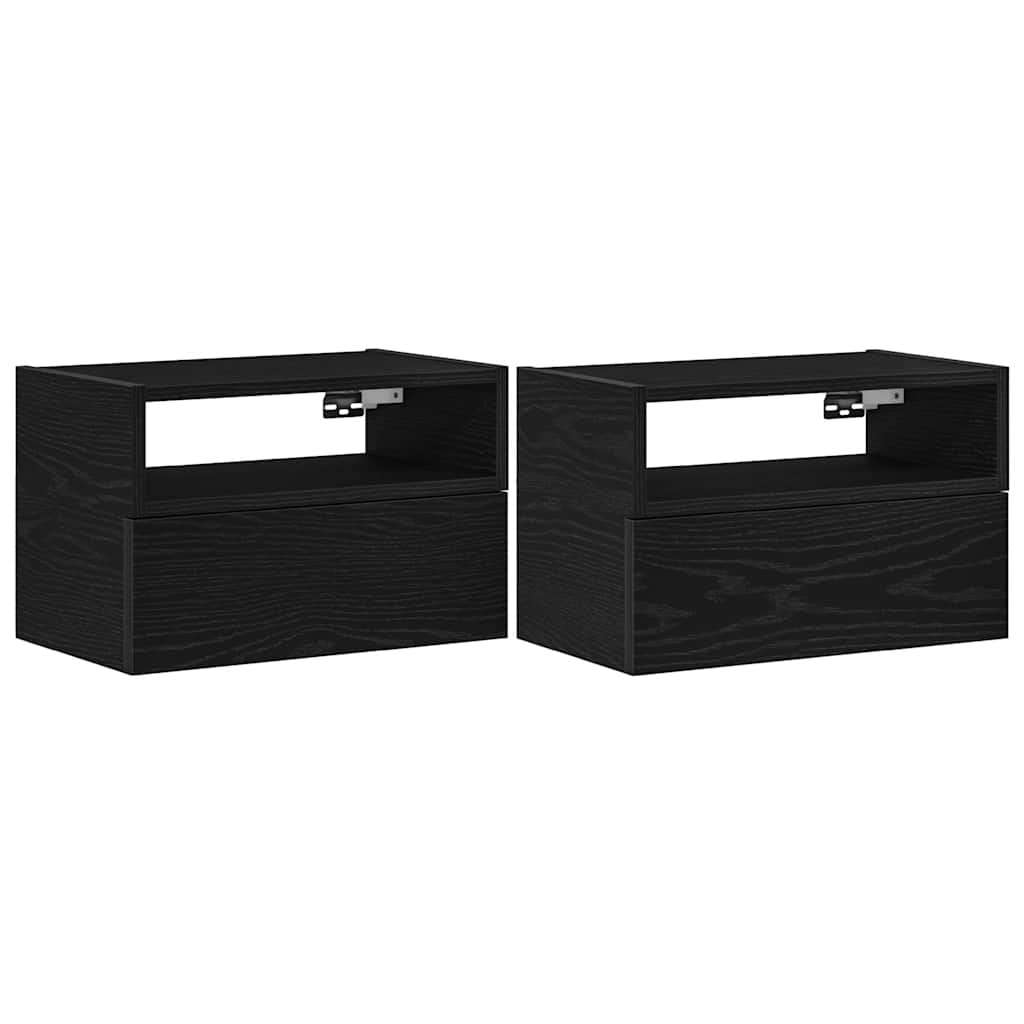 Zidni noćni ormarići 2 kom crni 45x26x28,5 cm