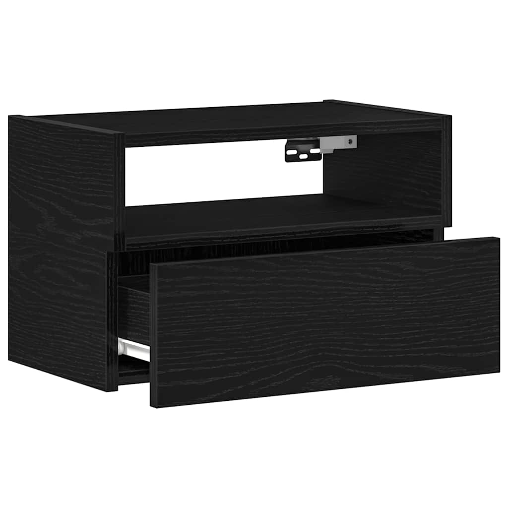 Zidni noćni ormarići 2 kom crni 45x26x28,5 cm