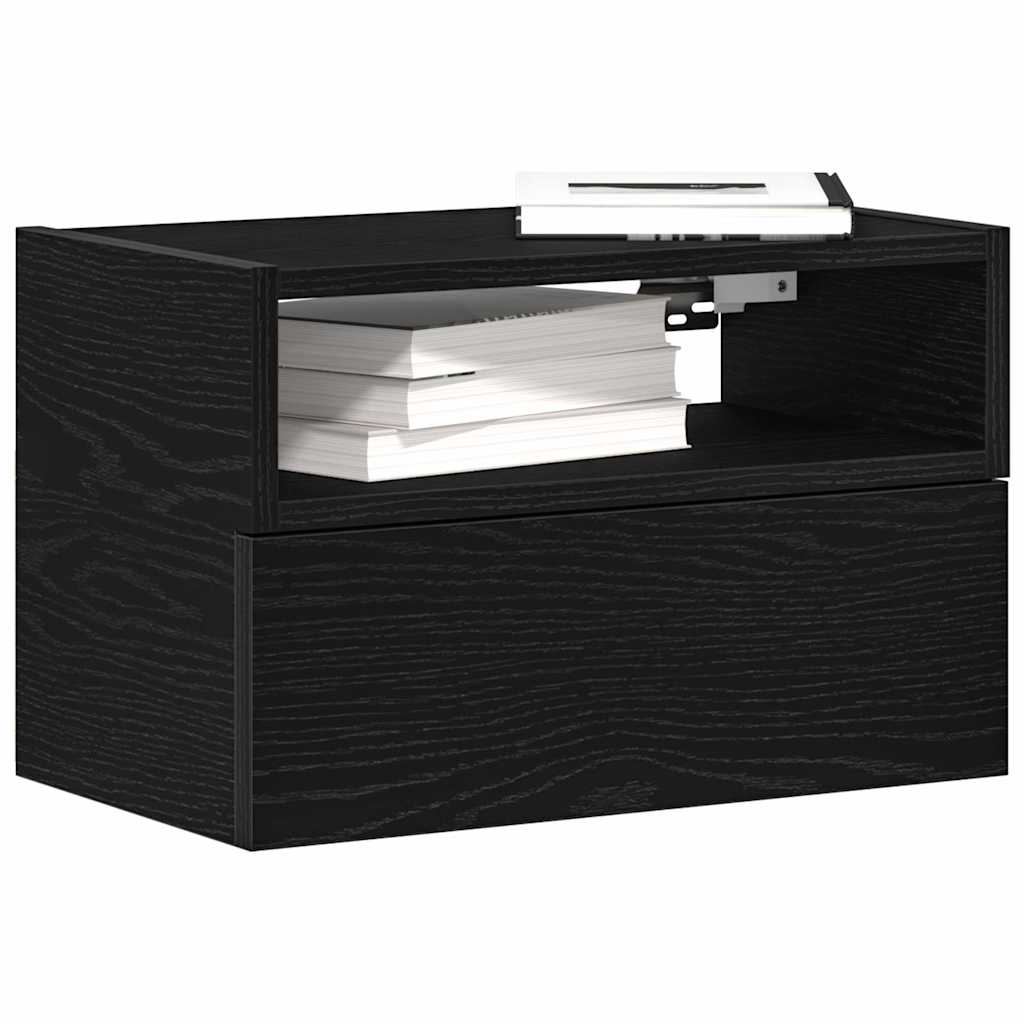 Zidni noćni ormarići 2 kom crni 45x26x28,5 cm