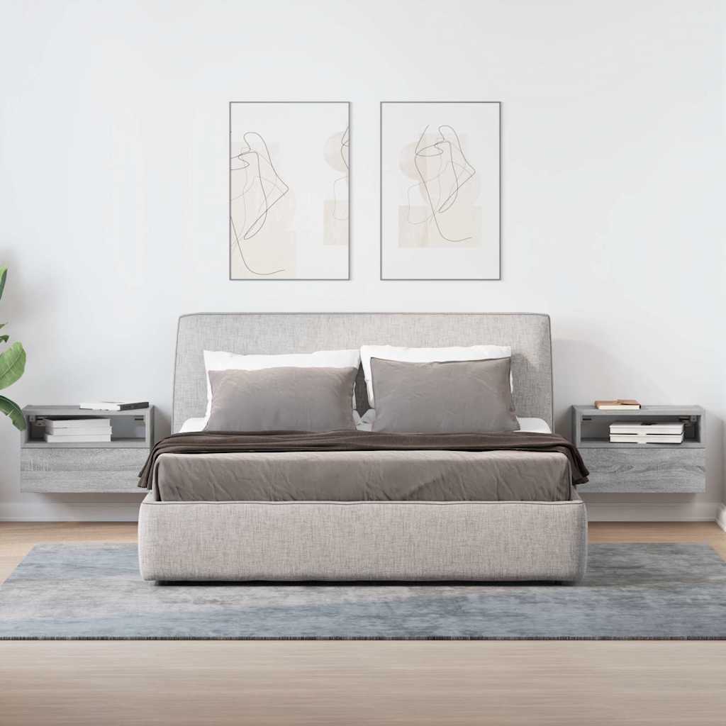 Zidni noćni ormarići 2 kom siva sonoma 45x26x28,5 cm