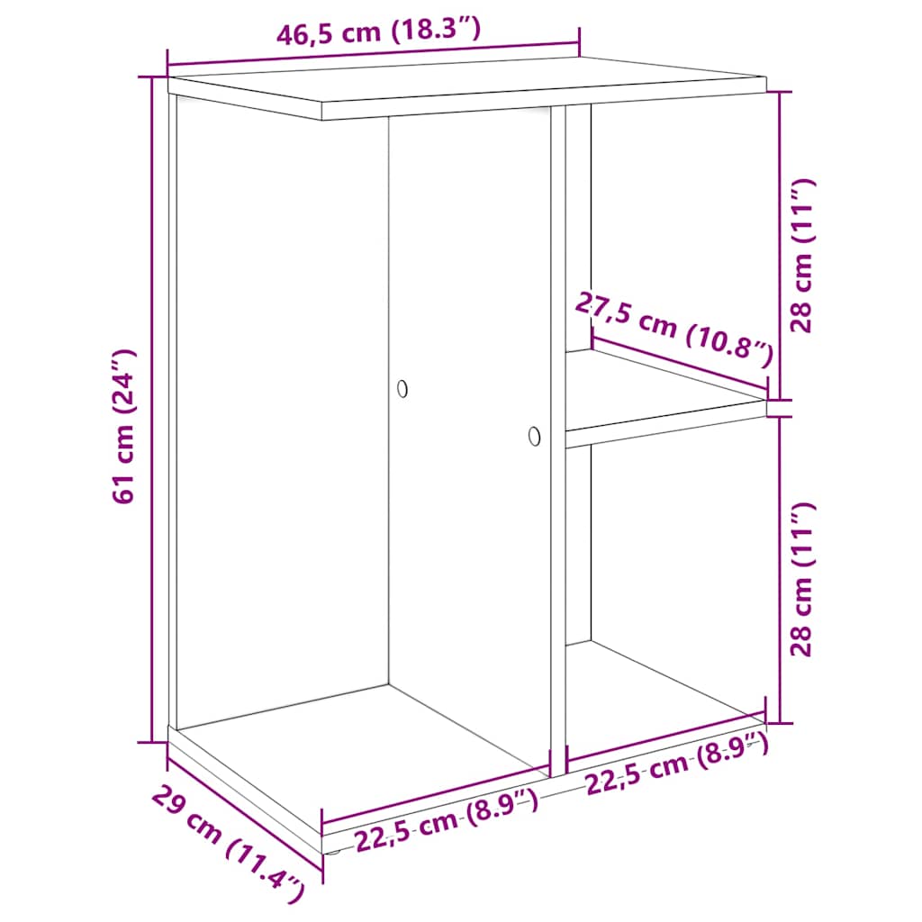 Noćni ormarić siva sonoma 46,5x29x61 cm konstruiranog drva